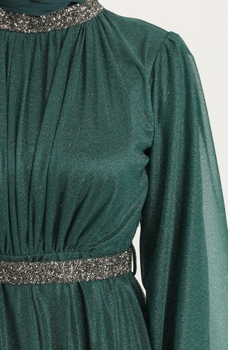 Emerald Green Hijab Evening Dress 5501-02