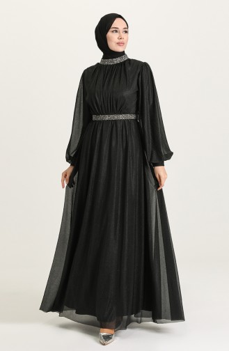 Black Hijab Evening Dress 5501-03
