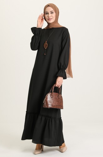 Kolyeli Elbise 5009-01 Siyah