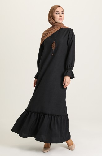 Navy Blue Hijab Dress 5009-02