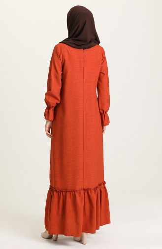 Ziegelrot Hijab Kleider 5009-03