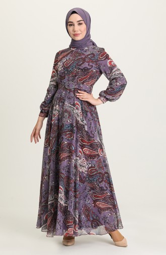 Purple Hijab Dress 4222-03
