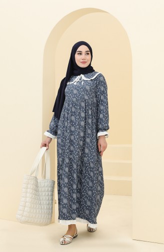 Navy Blue Hijab Dress 21Y8400-04