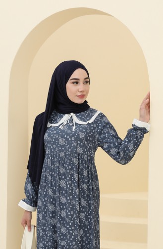 Navy Blue Hijab Dress 21Y8400-04