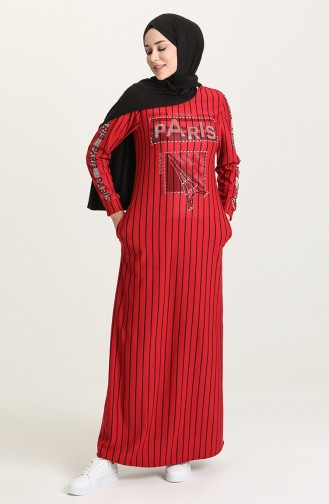Claret Red Hijab Dress 0884-02