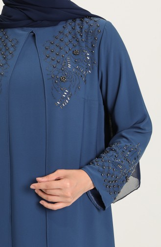 Indigo Hijab Evening Dress 5501-01