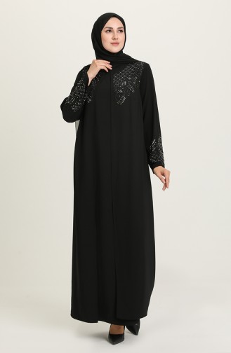 Schwarz Hijab-Abendkleider 5501-02