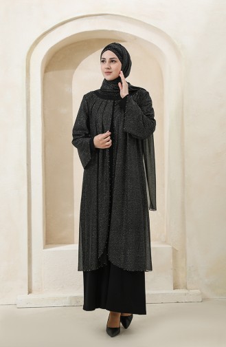 Black Hijab Evening Dress 3159-01