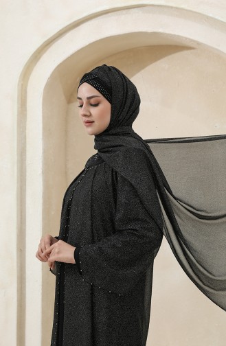 Black Hijab Evening Dress 3159-01