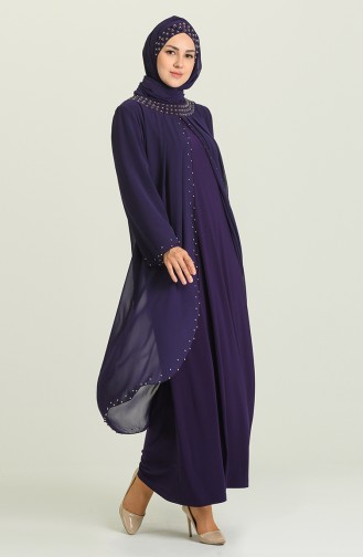Purple Hijab Evening Dress 3160-01