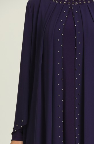 Purple Hijab Evening Dress 3160-01