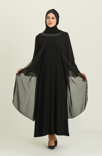 Black Hijab Evening Dress 3160-02