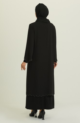 Black Hijab Evening Dress 3160-02