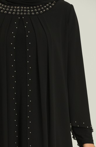 Black Hijab Evening Dress 3160-02