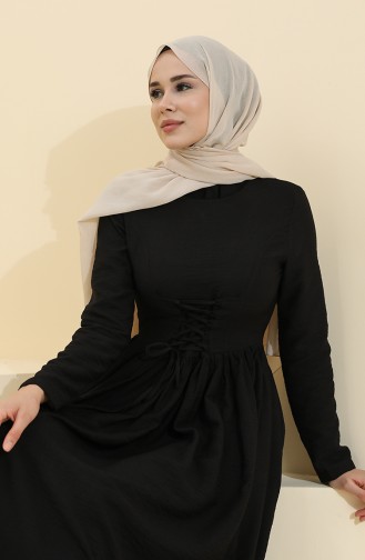 Schwarz Hijab Kleider 228349-01