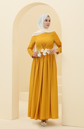 Yellow Hijab Dress 8349-02
