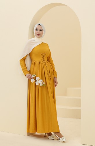Gelb Hijab Kleider 8349-02