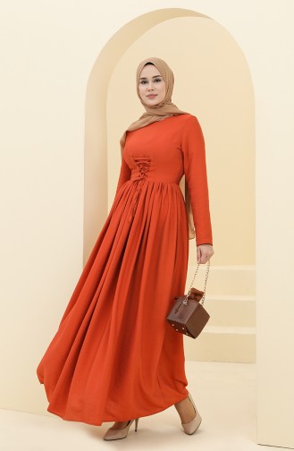 Brick Red Hijab Dress 228349-04