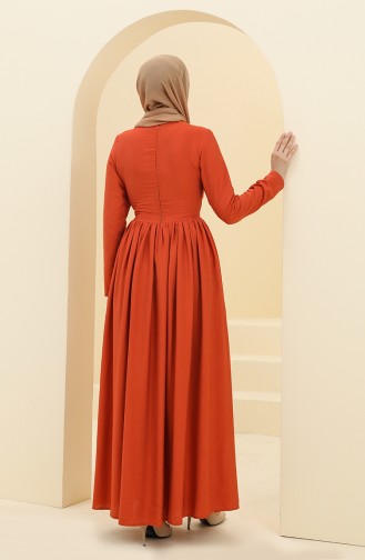 Brick Red Hijab Dress 228349-04