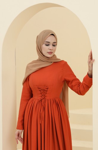 Brick Red Hijab Dress 228349-04