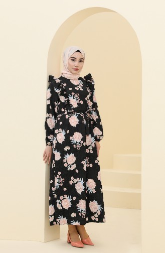 Schwarz Hijab Kleider 21139-01