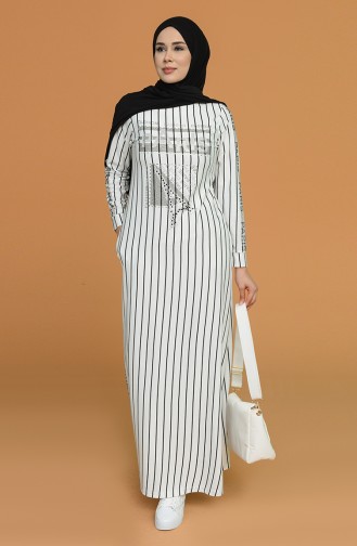Weiß Hijab Kleider 0884-05
