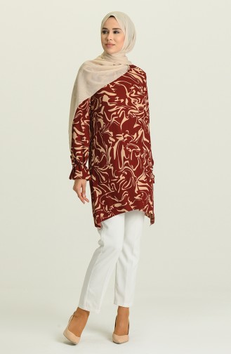 Desenli Tunik 5640-04 Kiremit