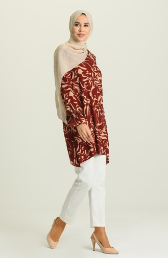 Desenli Tunik 5640-04 Kiremit