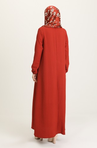 Brick Red Hijab Dress 0636-03