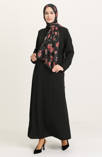 Schwarz Hijab Kleider 0636-05
