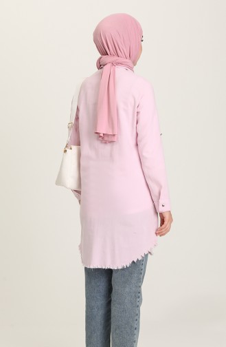 Saçaklı Nakışlı Tunik 3009-03 Pembe