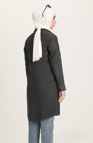 Nakışlı Kot Tunik 1018-01 Siyah