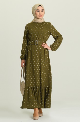 Khaki Hijab Kleider 2205-01