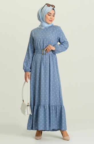 Blau Hijab Kleider 2205-02