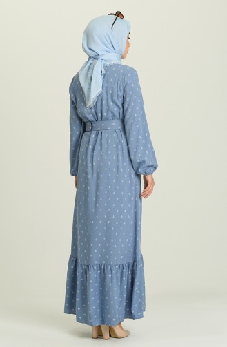Blau Hijab Kleider 2205-02