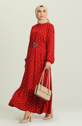 Claret Red Hijab Dress 2205-03