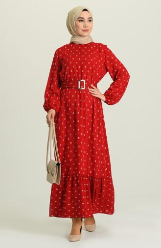 Claret Red Hijab Dress 2205-03