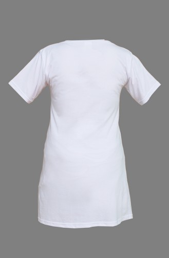 Baskılı T-shirt 5601-01 Beyaz