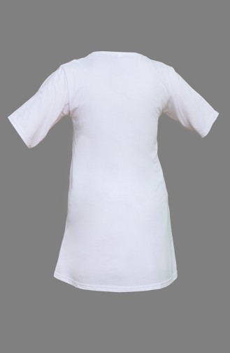 Baskılı T-shirt 5602-01 Beyaz