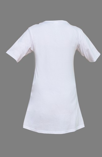 Baskılı T-shirt 5605-01 Beyaz