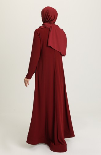 Claret Red Hijab Evening Dress 6061-03
