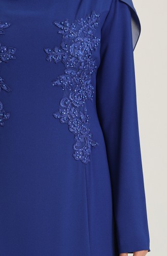 Saks-Blau Hijab-Abendkleider 6061-05