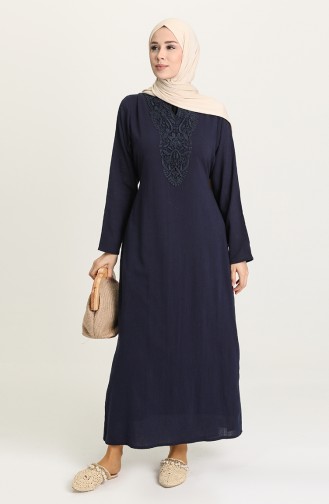 Navy Blue Hijab Dress 0099-01