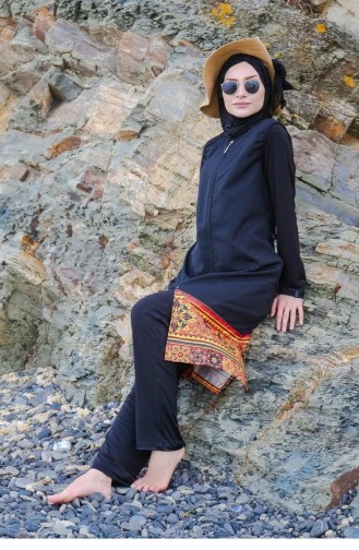 Schwarz Hijab Badeanzug 109
