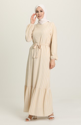 Light Mustard Hijab Dress 2032-02