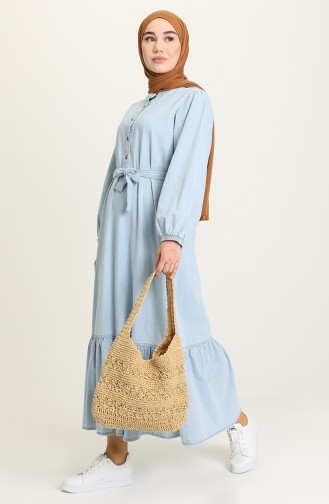 Ice Blue Hijab Dress 1455-01