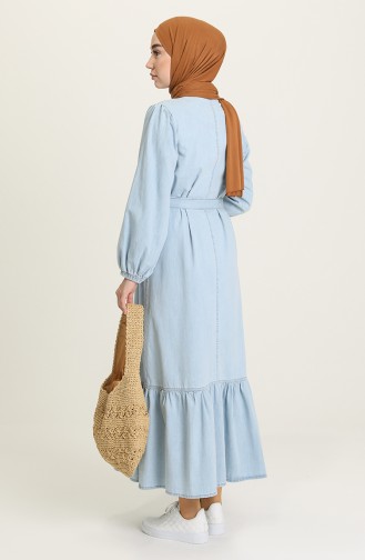 Eisblau Hijab Kleider 1455-01