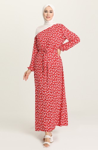 Red Hijab Dress 0078-03