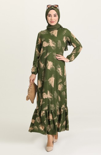 Khaki Hijab Dress 5641A-01