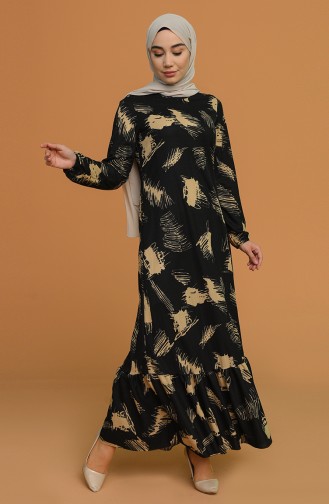 Schwarz Hijab Kleider 5641A-03